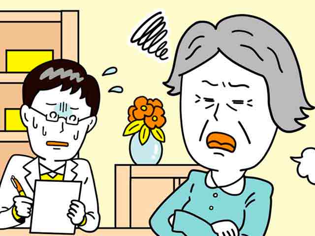 前回お渡しした薬の副作用の確認を拒む患者さんの画像
