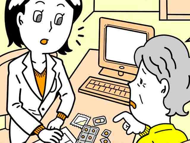 処方されている薬が多いと文句をいう患者さんの画像